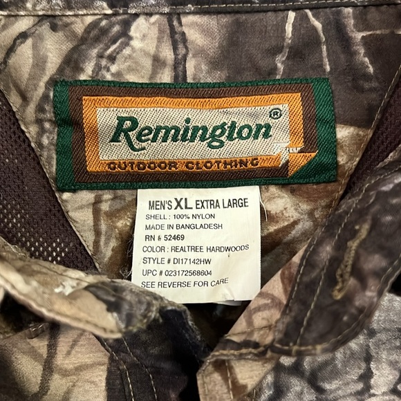 Remington Vented Camo Long Sleeve Shirt Button Front Realtree Hardwood Hunter XL - Picture 4 of 13
